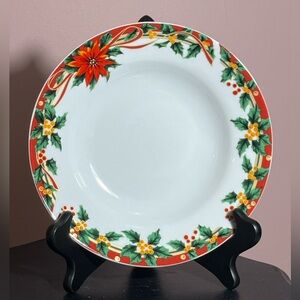 Poinsettia and Holly festive dinnerware bowl sunflower china replacement 8”